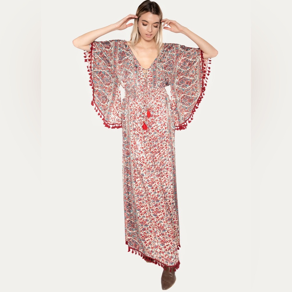NWT Anthropologie RAGA Evanna Tassel Boho Maxi